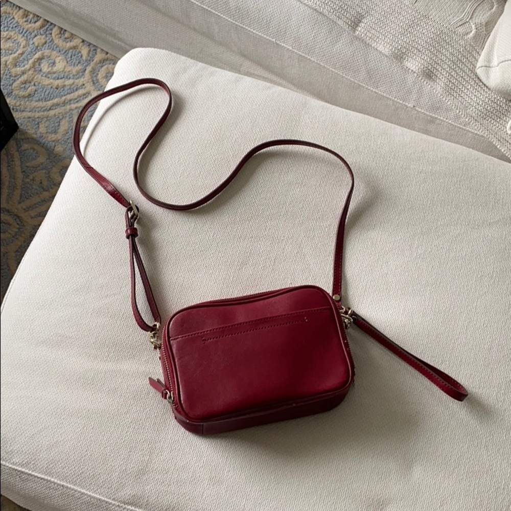 Banana republic red leather side body with strap